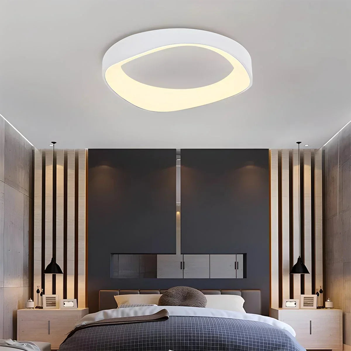 Nordic Inspired Acrylic Circle Ceiling Light For Bedroom | Ventumra