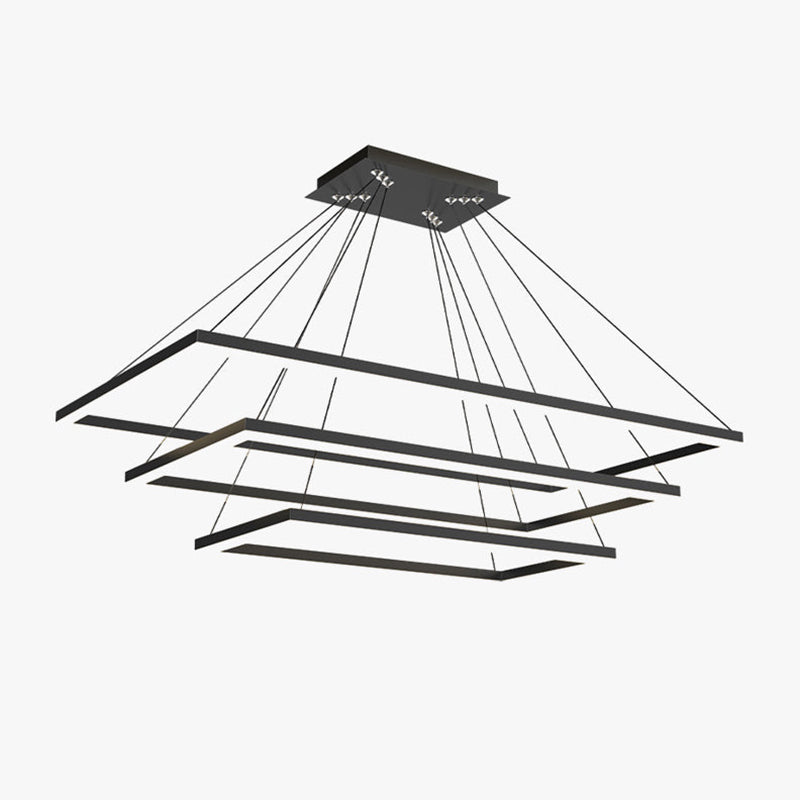 Modern Black Tiered Rectangular Chandelier For Contemporary Interiors | Ventumra