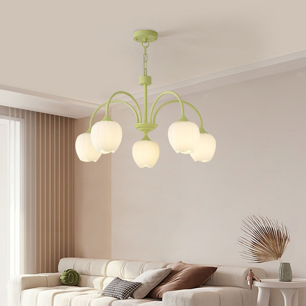 Romantic Tulip Chandelier In Matcha Green Finish | Ventumra