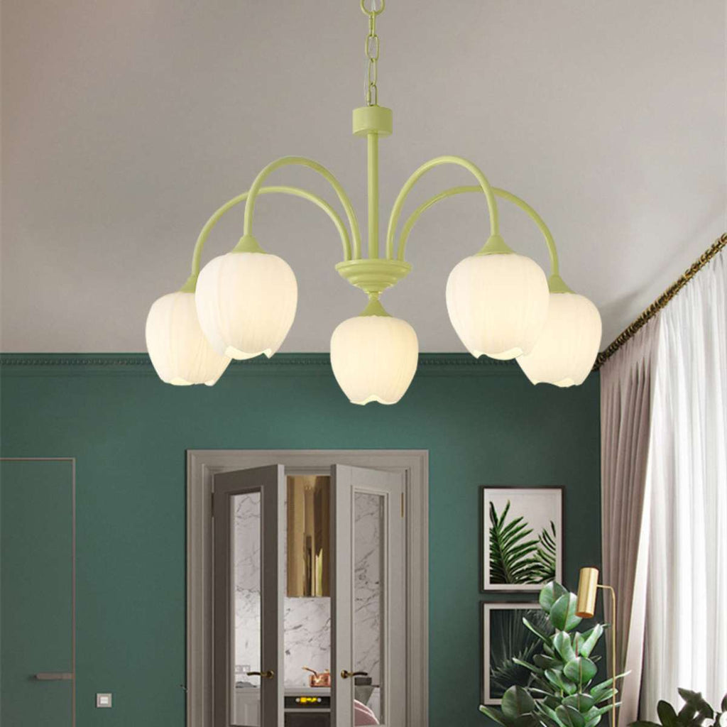 Romantic Tulip Chandelier In Matcha Green Finish | Ventumra