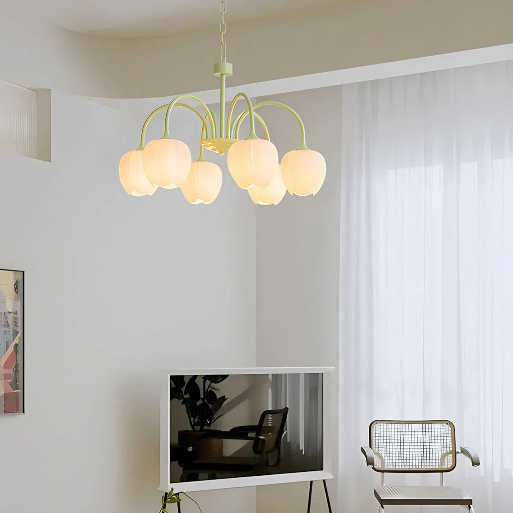 Romantic Tulip Chandelier In Matcha Green Finish | Ventumra