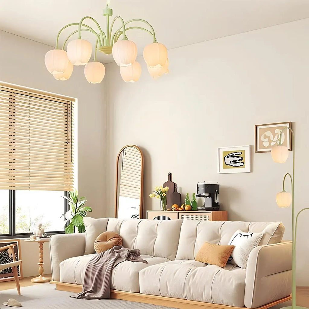 Romantic Tulip Chandelier In Matcha Green Finish | Ventumra