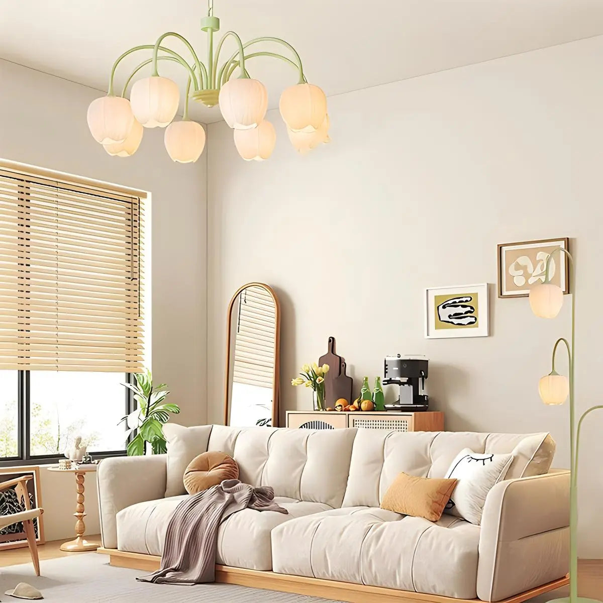Romantic Tulip Chandelier In Matcha Green Finish | Ventumra
