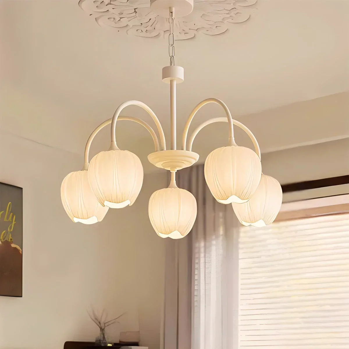 Romantic Tulip Chandelier In Matcha Green Finish | Ventumra