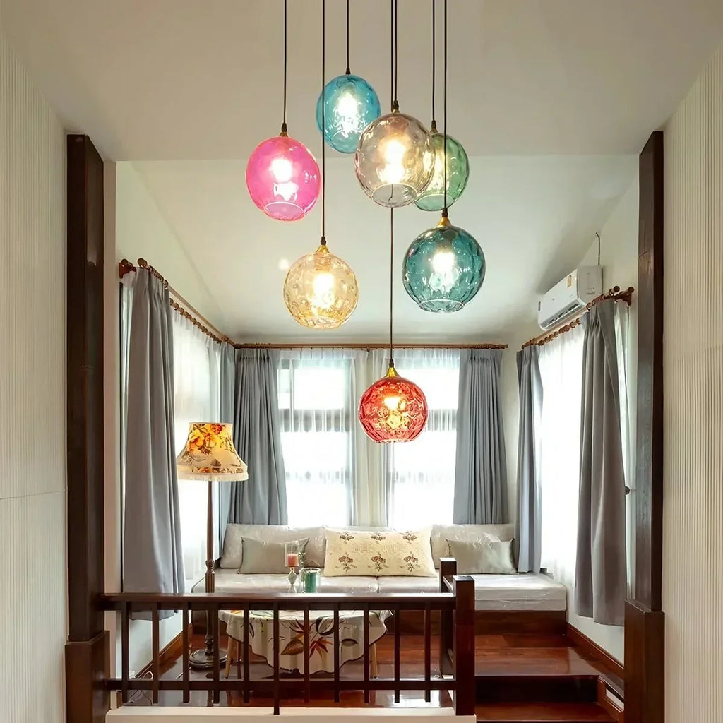 Vivid Glass Orb Pendant Light For Living Room Ceiling | Ventumra