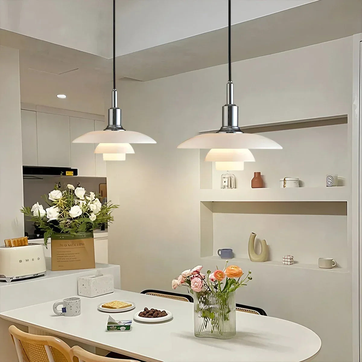 Suspension en verre de style danois pour cuisine, plafonnier design | Ventumra