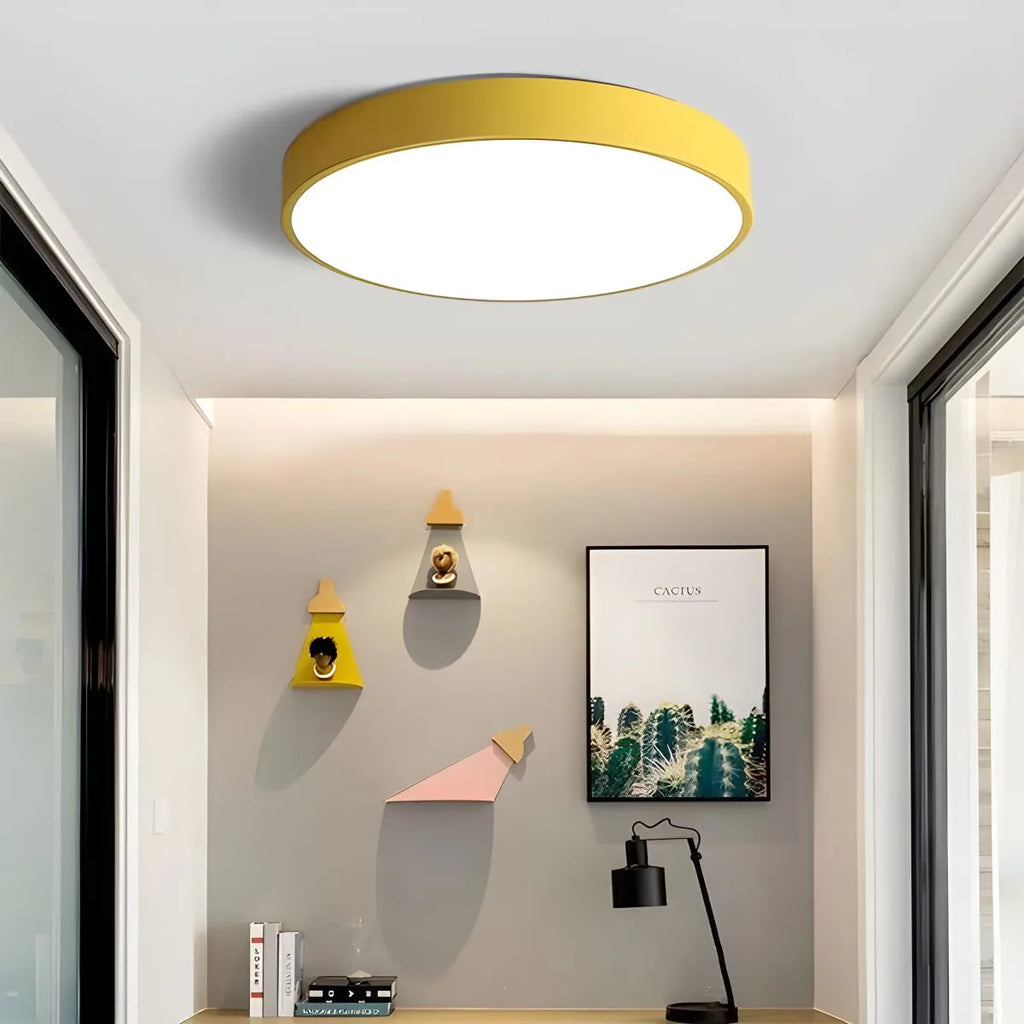 Candeeiro de teto LED Macaron, luminária circular minimalista para interiores modernos | Ventumra