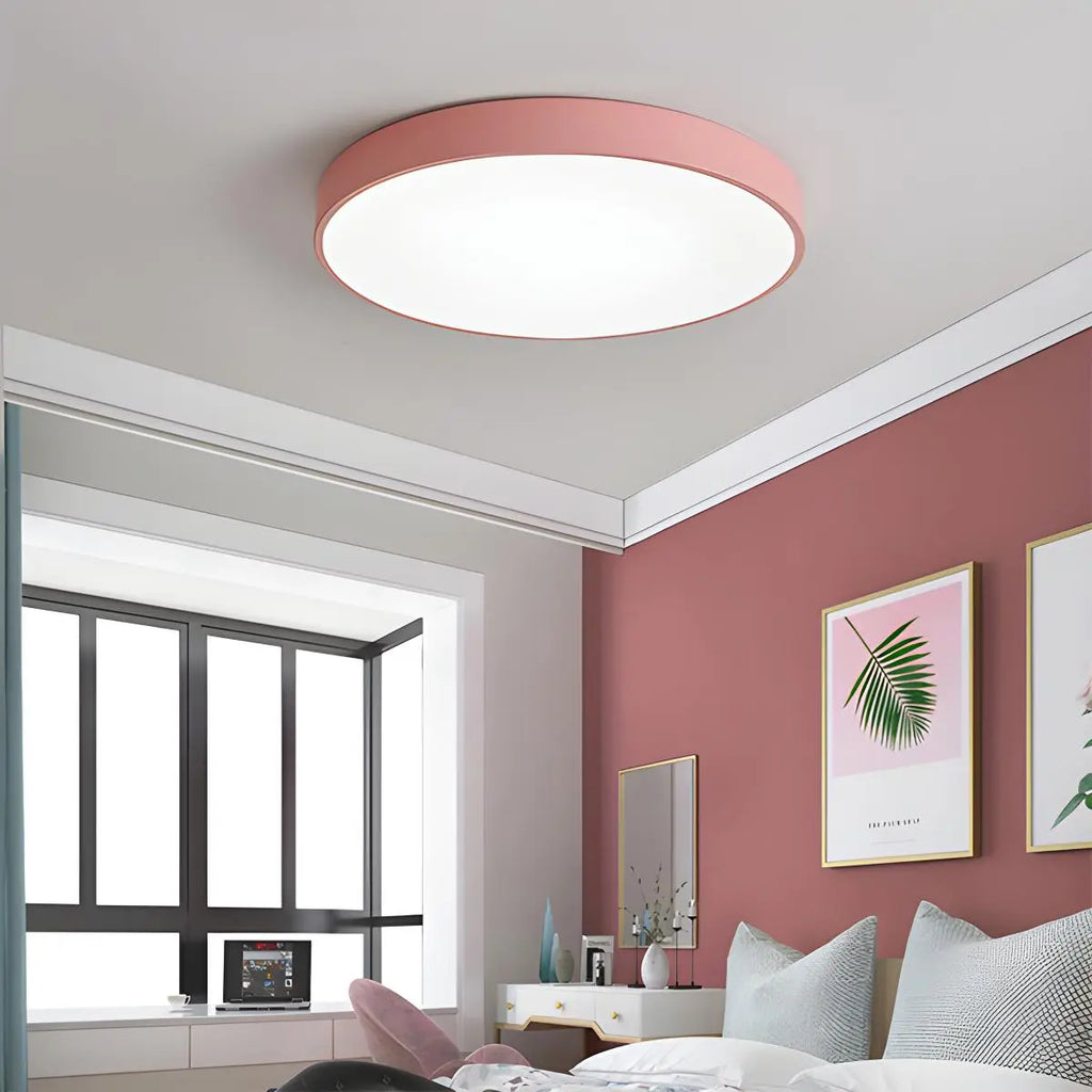 Candeeiro de teto LED Macaron, luminária circular minimalista para interiores modernos | Ventumra