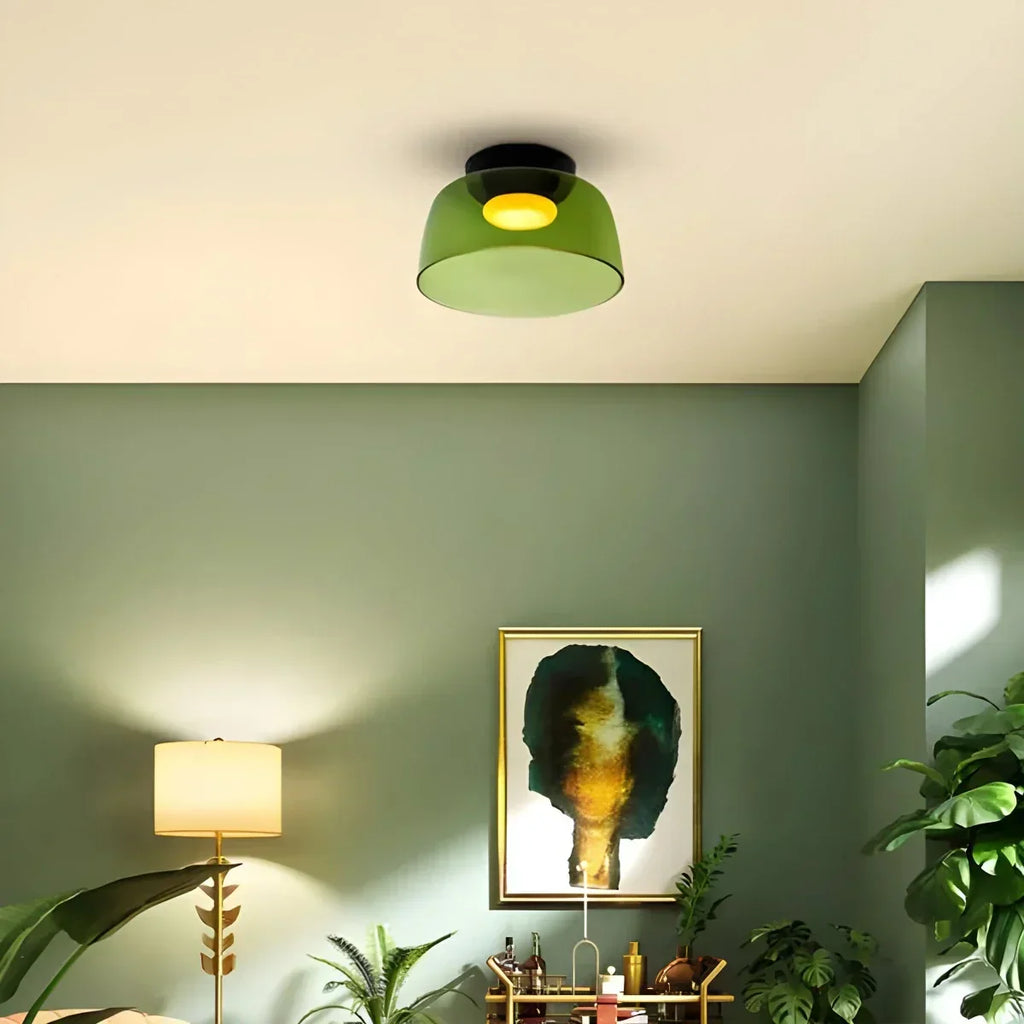 Cozy Bedroom Ceiling Light With Colored Glass Glow | Ventumra
