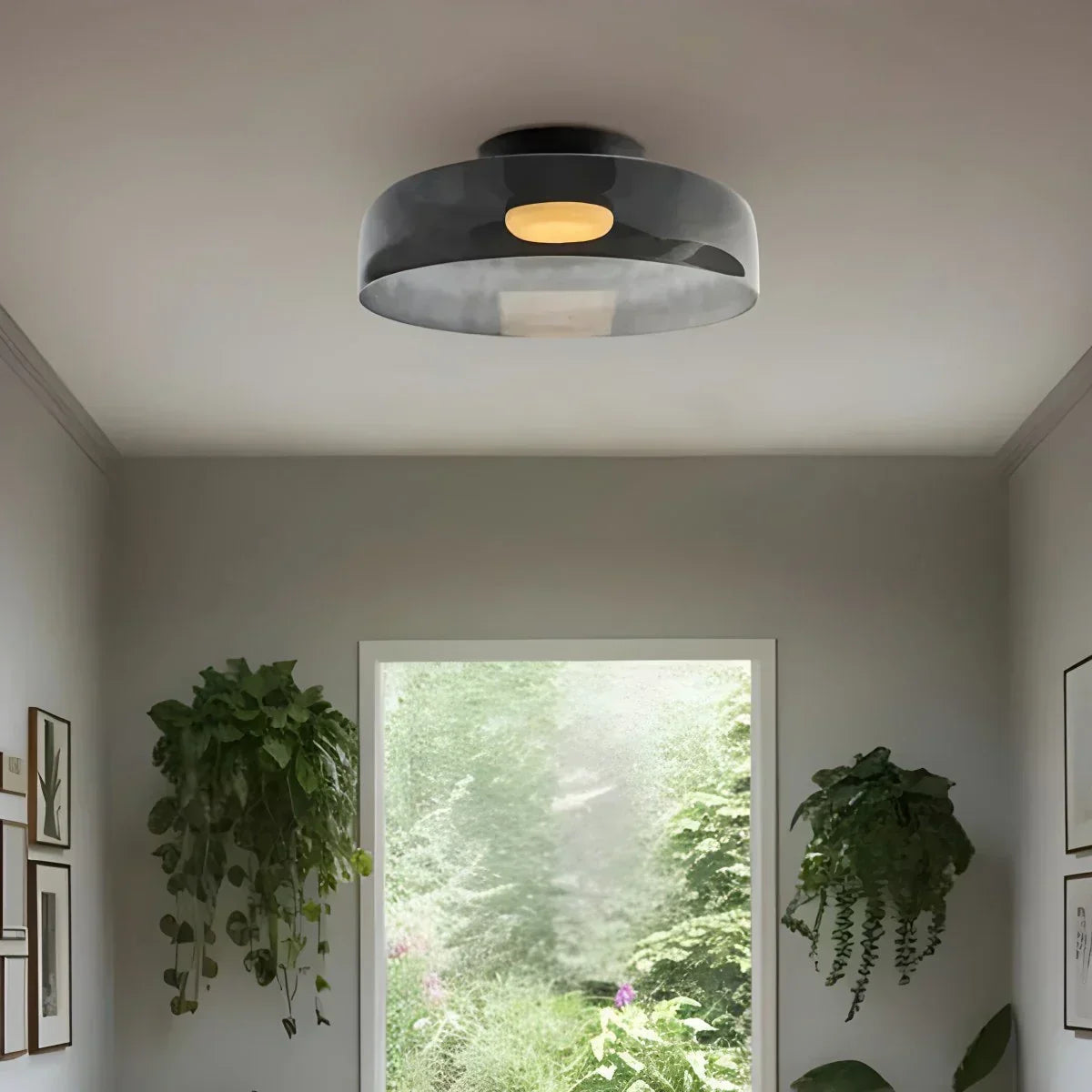 Cozy Bedroom Ceiling Light With Colored Glass Glow | Ventumra