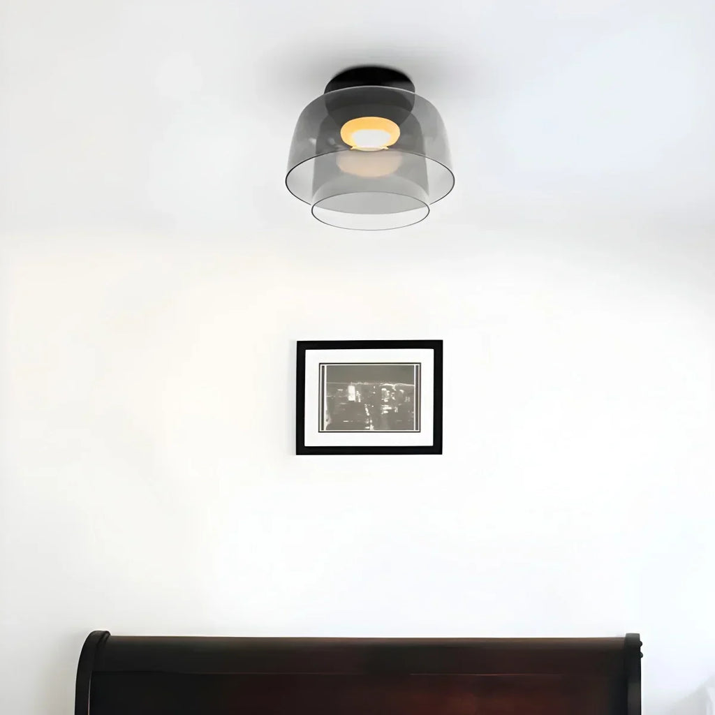 Cozy Bedroom Ceiling Light With Colored Glass Glow | Ventumra