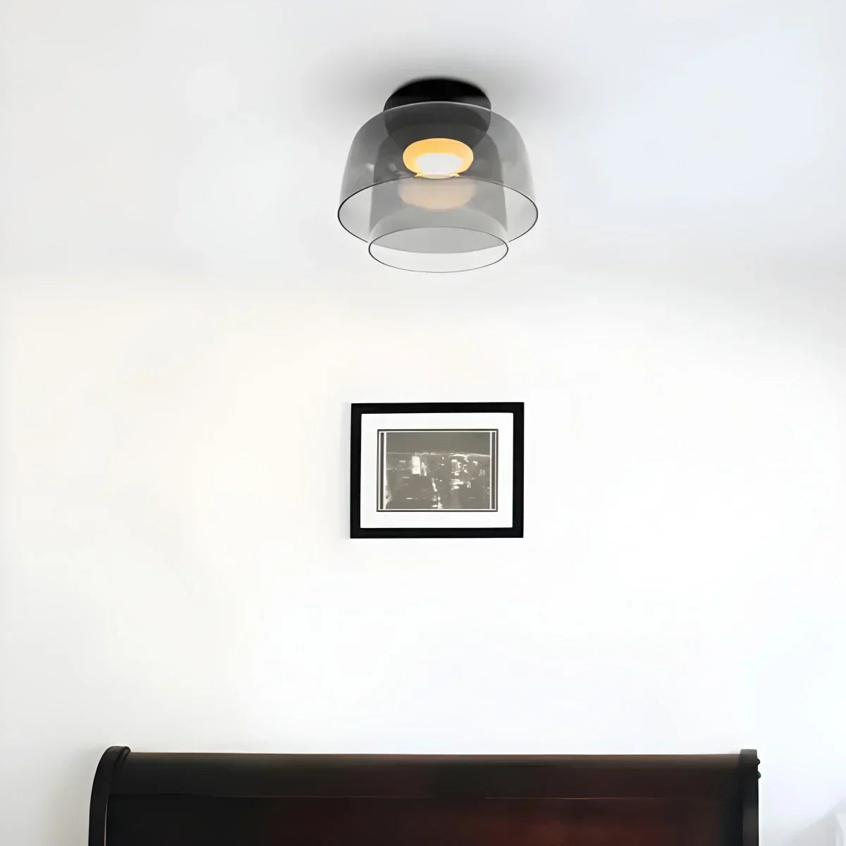 Cozy Bedroom Ceiling Light With Colored Glass Glow | Ventumra