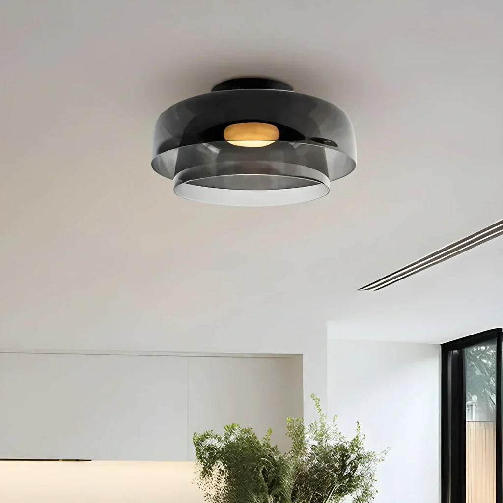 Cozy Bedroom Ceiling Light With Colored Glass Glow | Ventumra