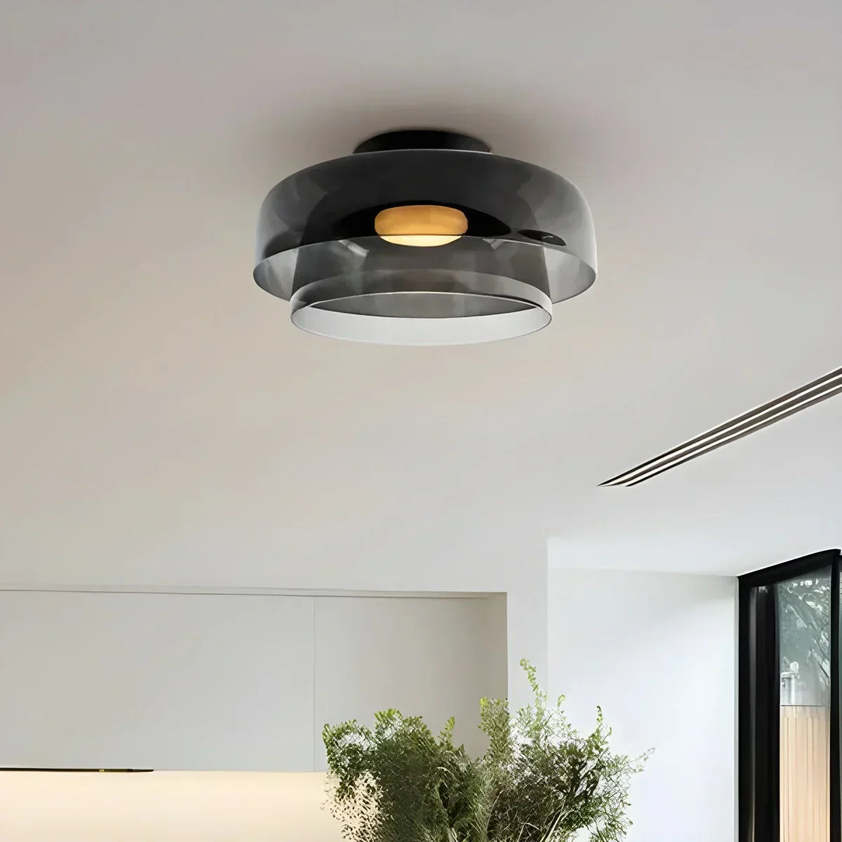 Cozy Bedroom Ceiling Light With Colored Glass Glow | Ventumra