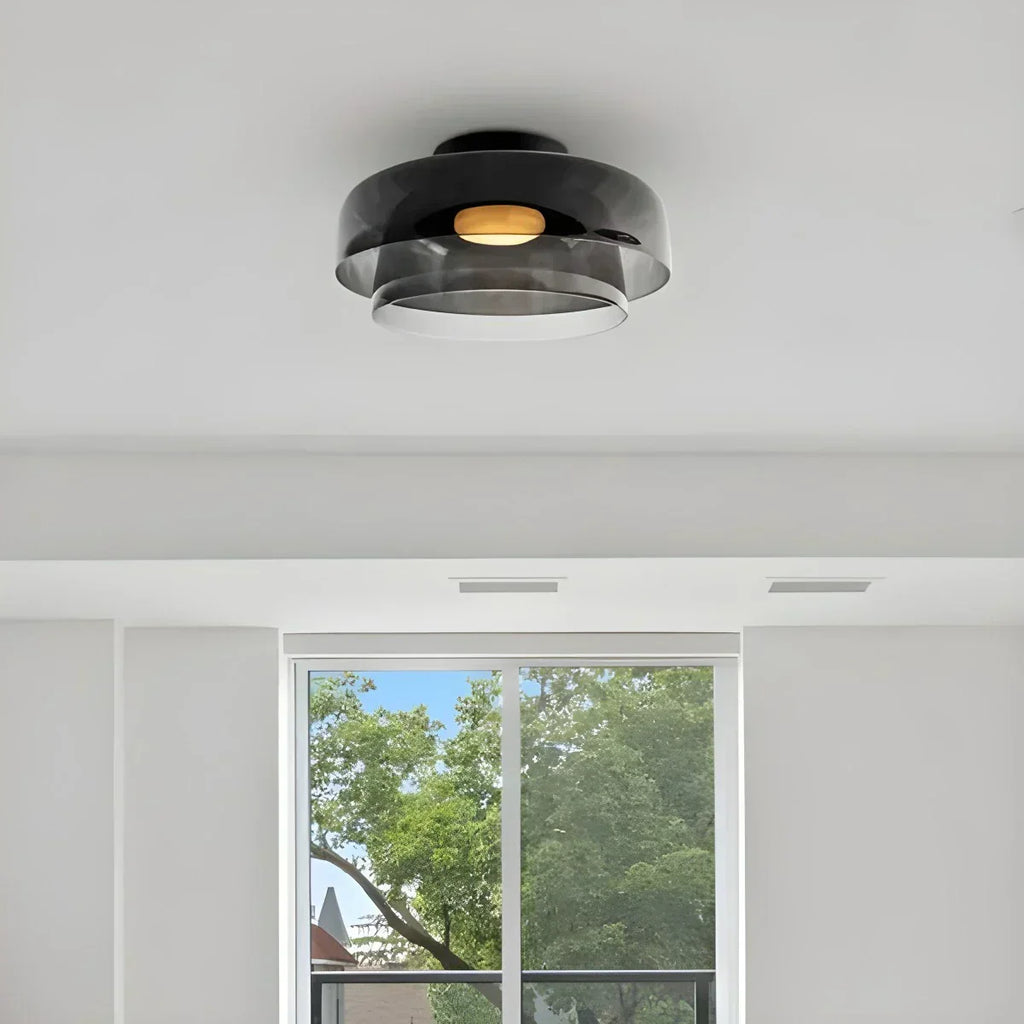Cozy Bedroom Ceiling Light With Colored Glass Glow | Ventumra