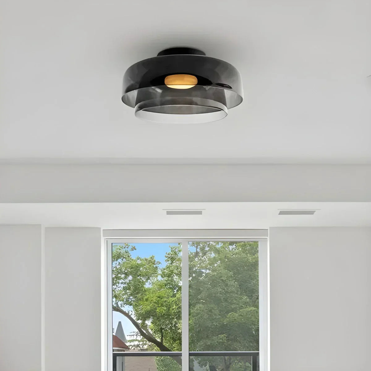 Cozy Bedroom Ceiling Light With Colored Glass Glow | Ventumra