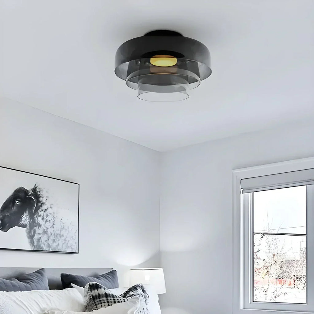 Cozy Bedroom Ceiling Light With Colored Glass Glow | Ventumra
