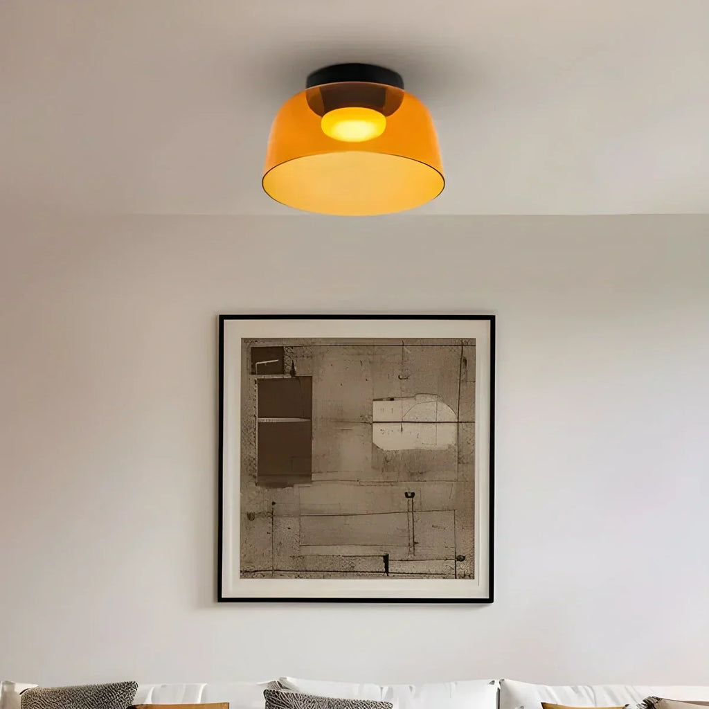 Cozy Bedroom Ceiling Light With Colored Glass Glow | Ventumra