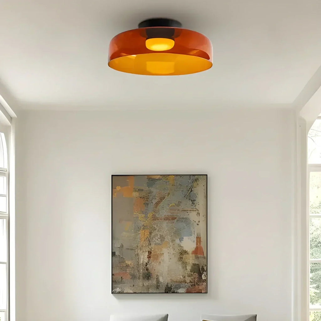 Cozy Bedroom Ceiling Light With Colored Glass Glow | Ventumra