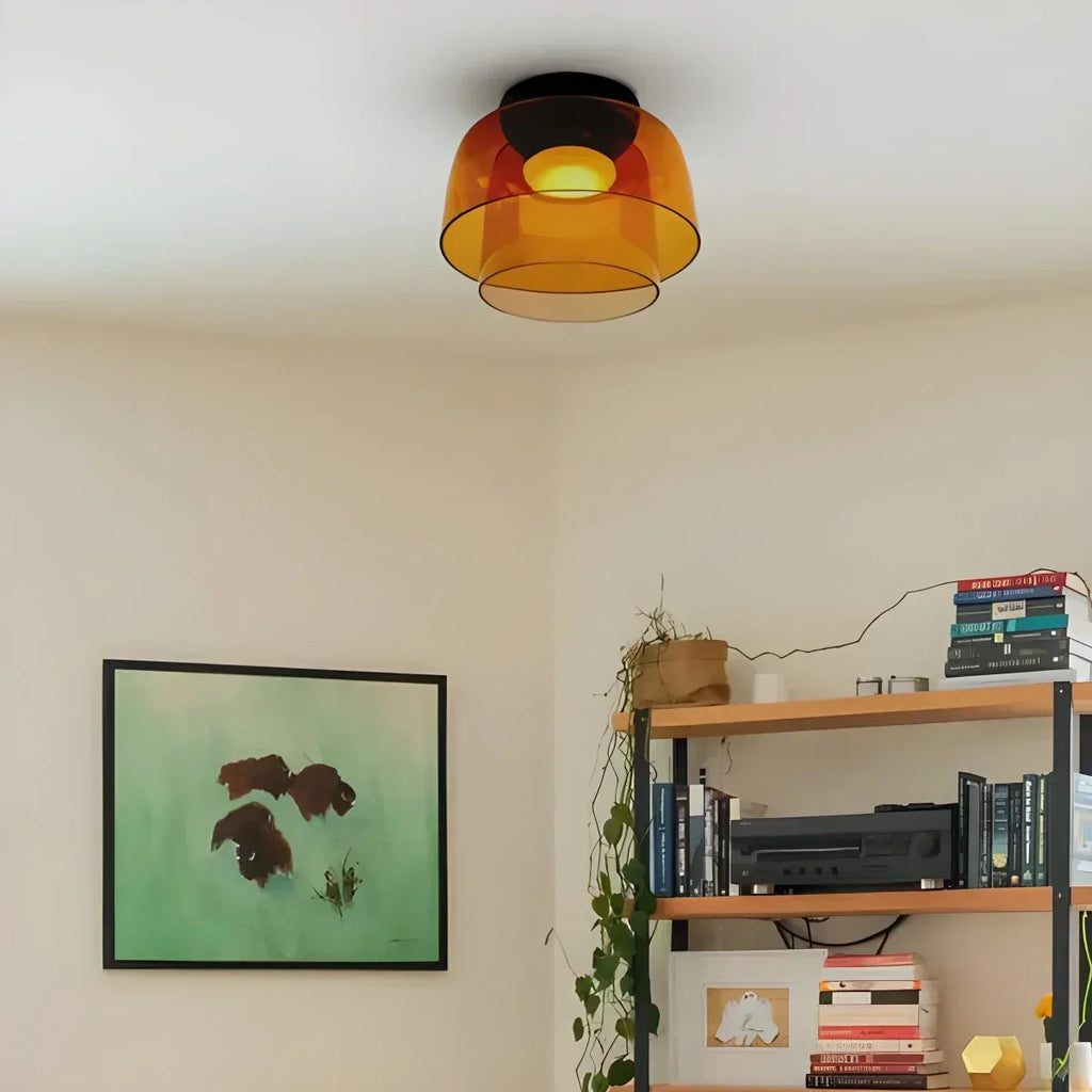 Cozy Bedroom Ceiling Light With Colored Glass Glow | Ventumra