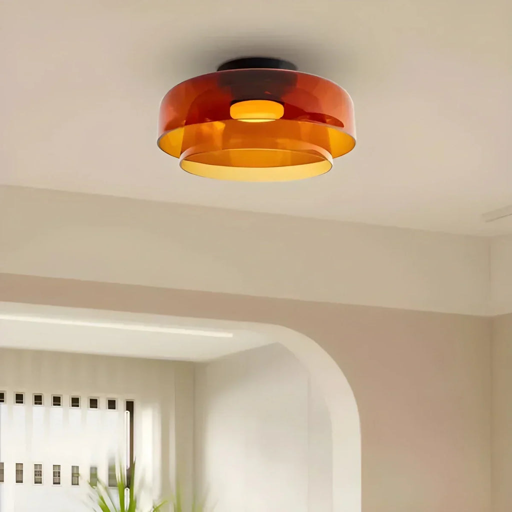 Cozy Bedroom Ceiling Light With Colored Glass Glow | Ventumra