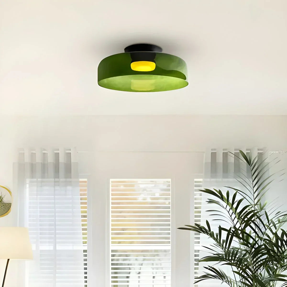 Cozy Bedroom Ceiling Light With Colored Glass Glow | Ventumra