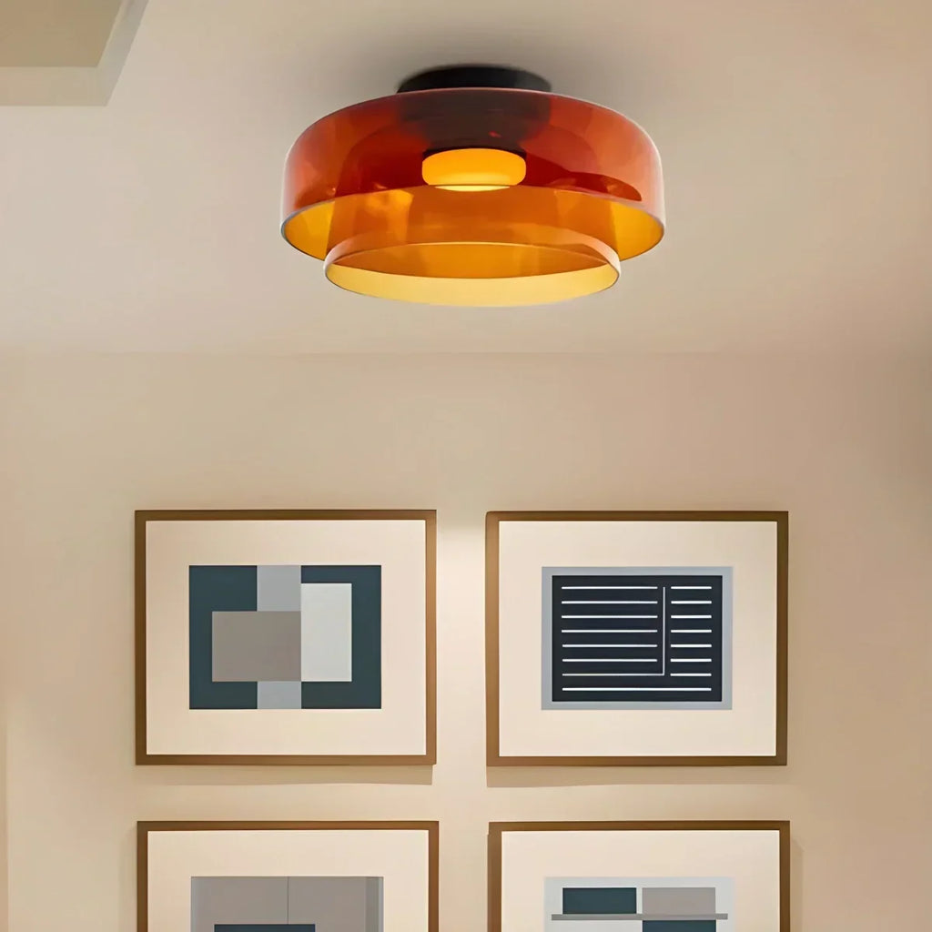 Cozy Bedroom Ceiling Light With Colored Glass Glow | Ventumra