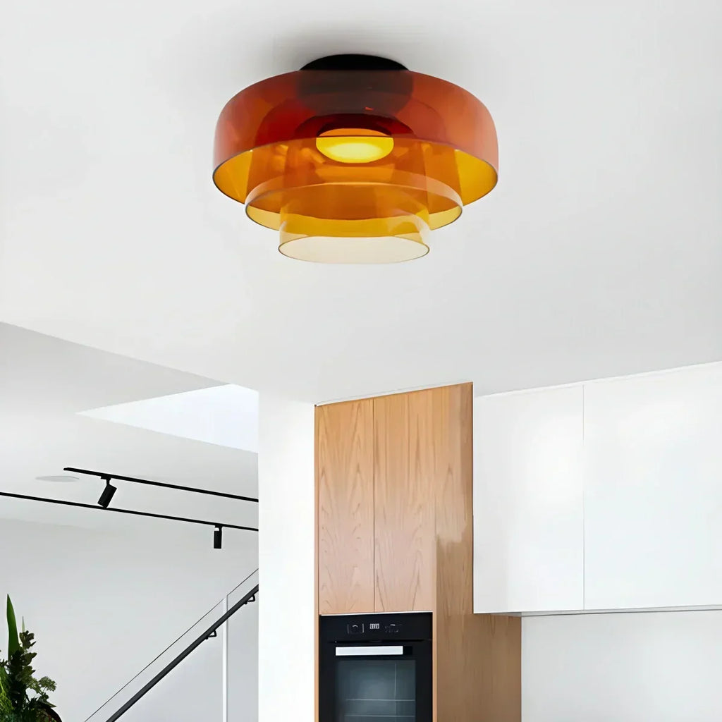 Cozy Bedroom Ceiling Light With Colored Glass Glow | Ventumra
