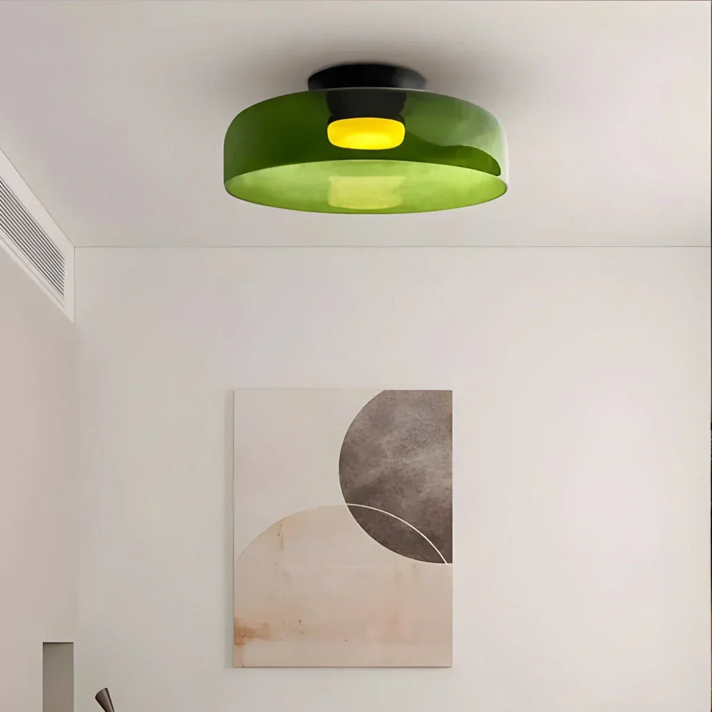 Cozy Bedroom Ceiling Light With Colored Glass Glow | Ventumra
