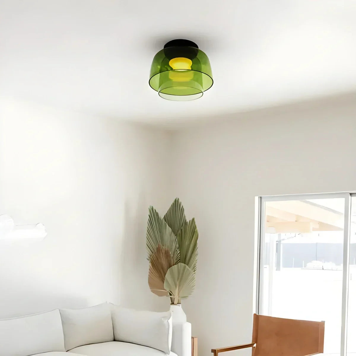 Cozy Bedroom Ceiling Light With Colored Glass Glow | Ventumra
