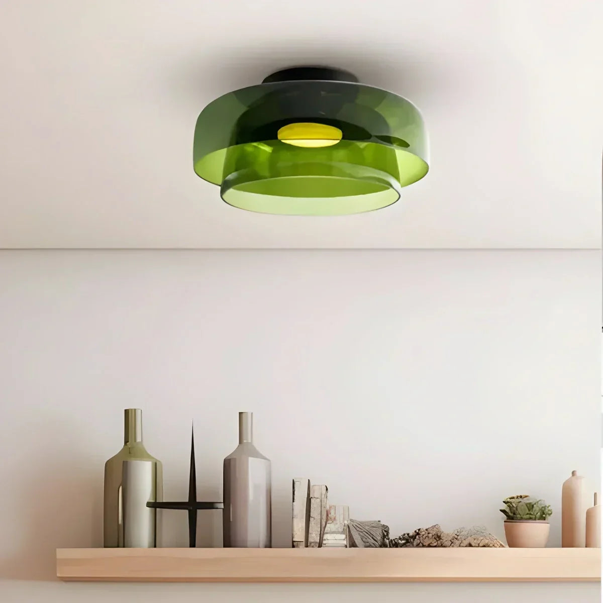 Cozy Bedroom Ceiling Light With Colored Glass Glow | Ventumra
