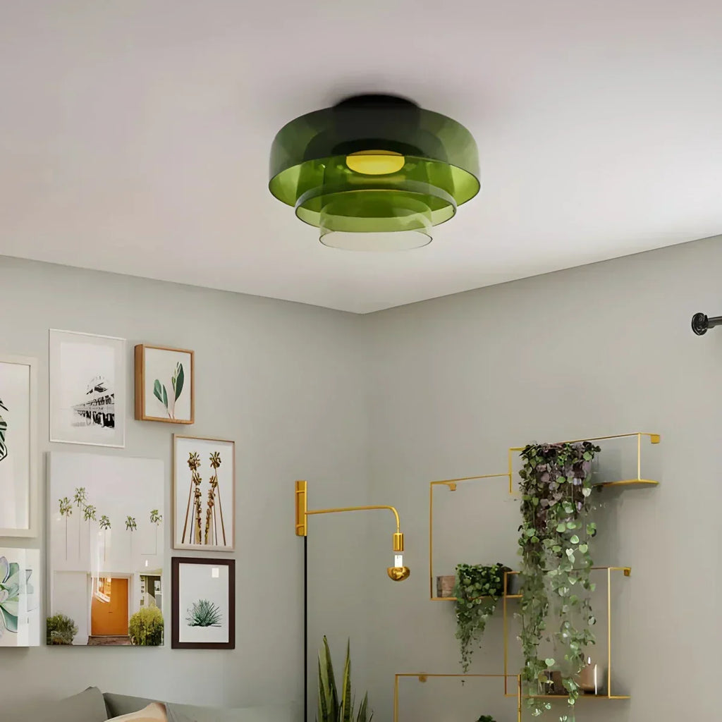 Cozy Bedroom Ceiling Light With Colored Glass Glow | Ventumra