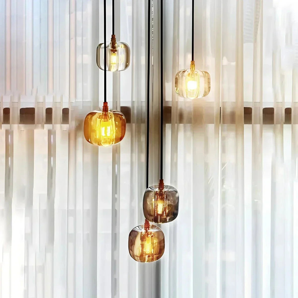 Multicolor Glass Pendant Light Fixture With Layered Lighting | Ventumra