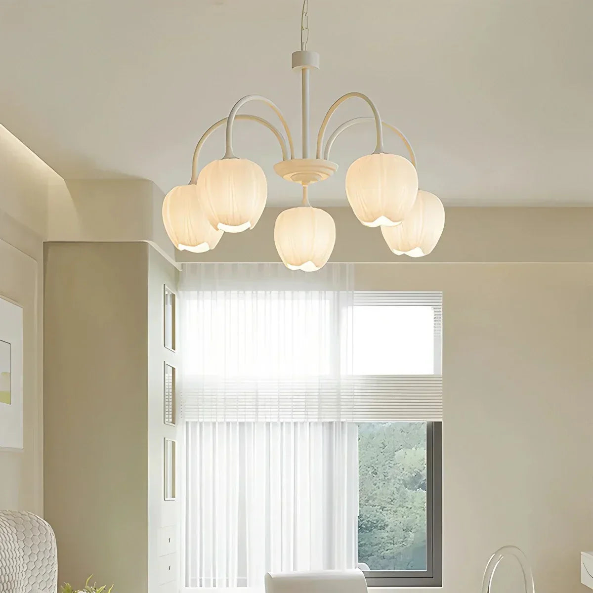 Romantic Tulip Chandelier In Matcha Green Finish | Ventumra