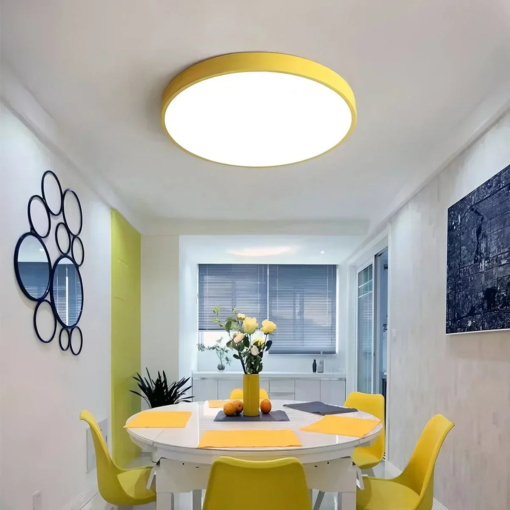 Candeeiro de teto LED Macaron, luminária circular minimalista para interiores modernos | Ventumra