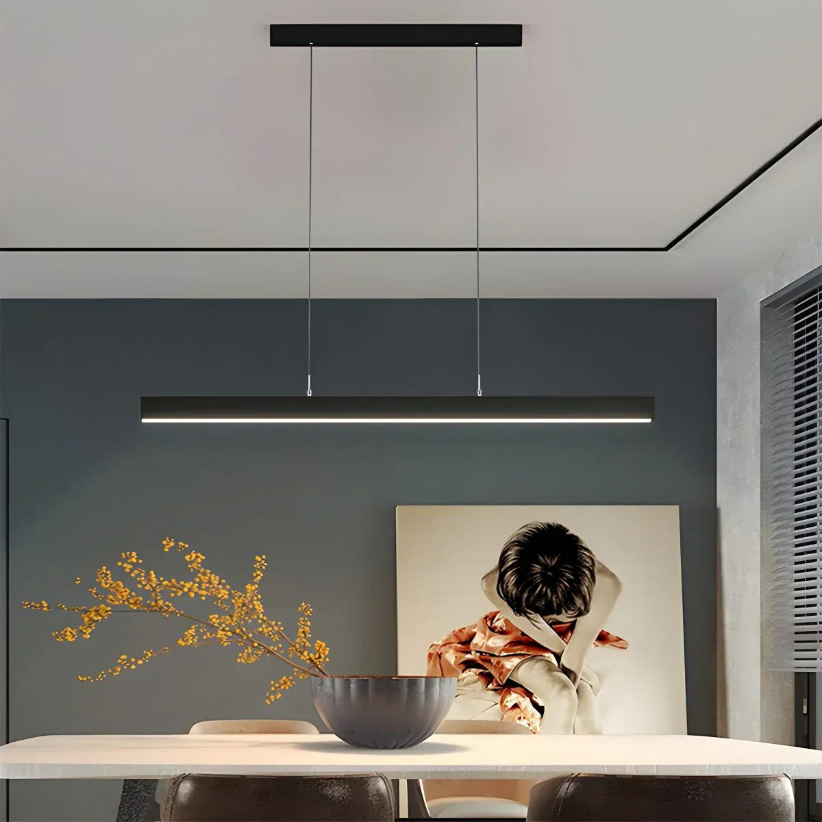 Moderne slanke hanglamp voor keukeneiland, eigentijdse armatuur | Ventumra