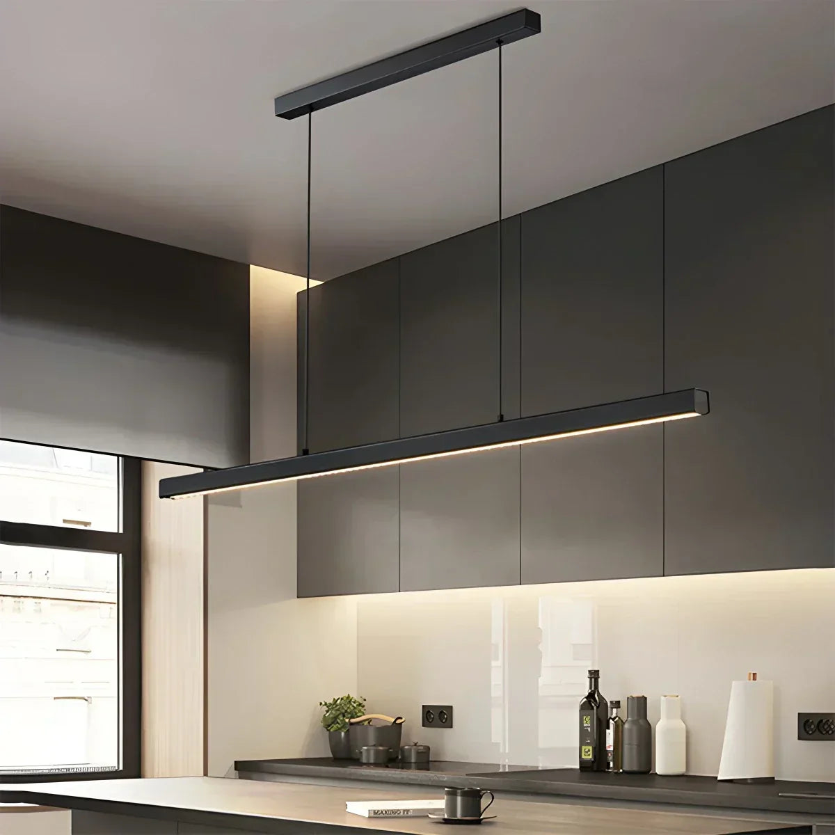 Moderne slanke hanglamp voor keukeneiland, eigentijdse armatuur | Ventumra