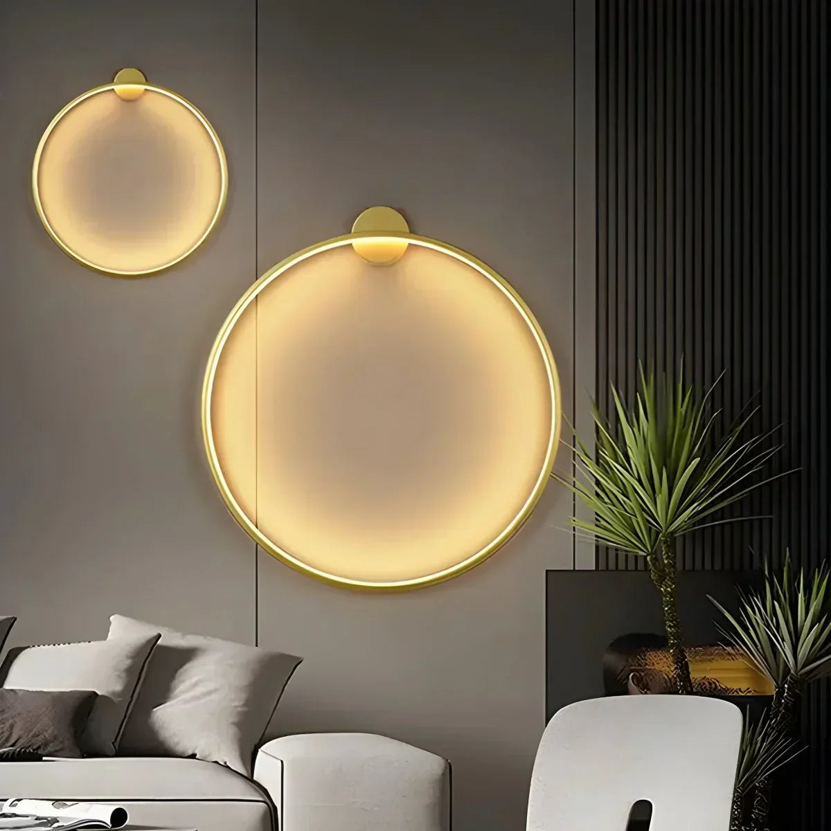 مصباح جداري دائري بتقنية LED وتصميم حلقي مستدير لغرفة المعيشة | فينتومرا
