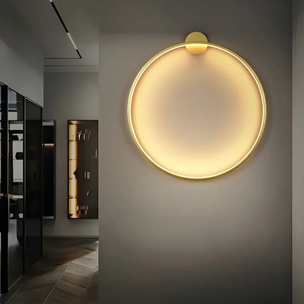 مصباح جداري دائري بتقنية LED وتصميم حلقي مستدير لغرفة المعيشة | فينتومرا