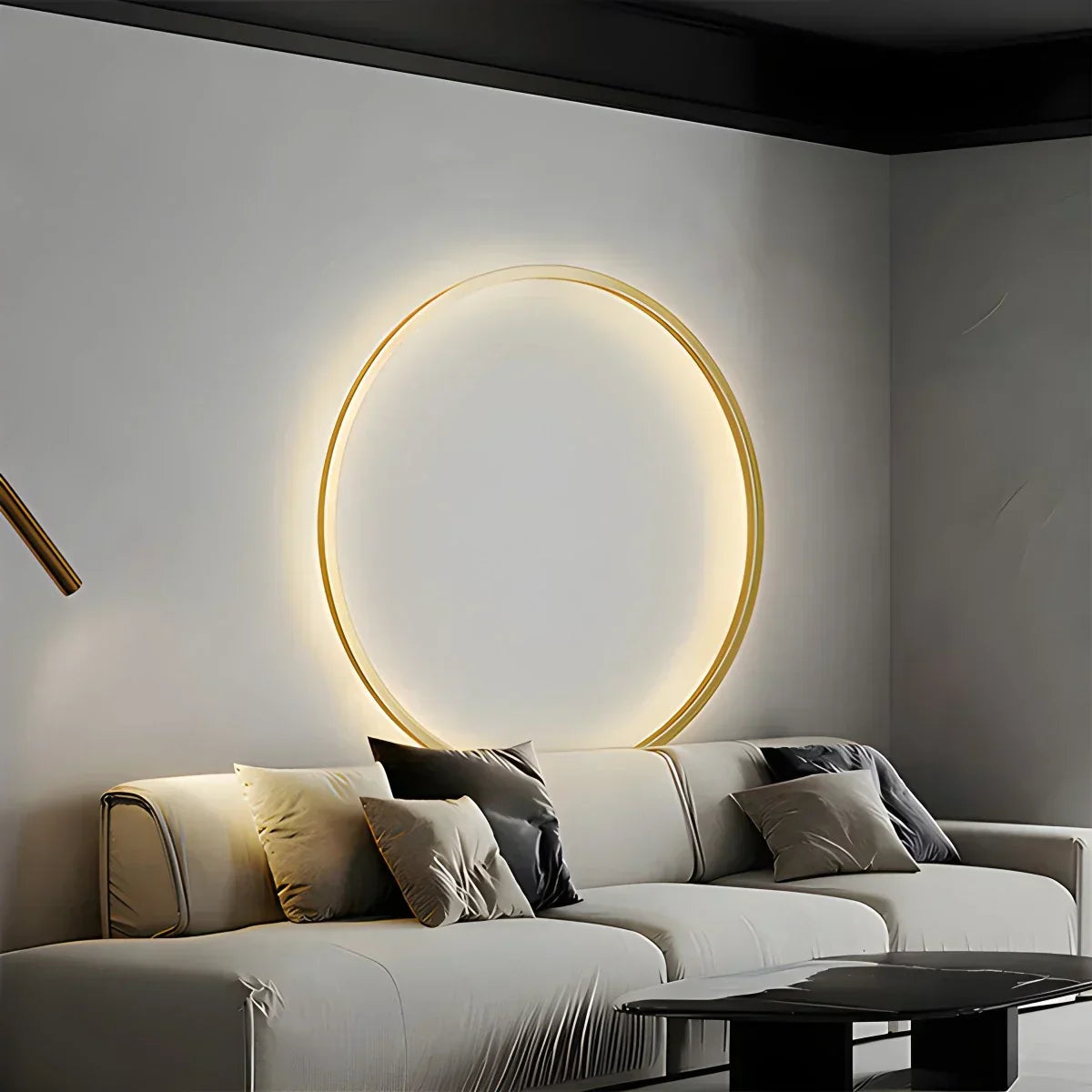 مصباح جداري دائري بتقنية LED وتصميم حلقي مستدير لغرفة المعيشة | فينتومرا