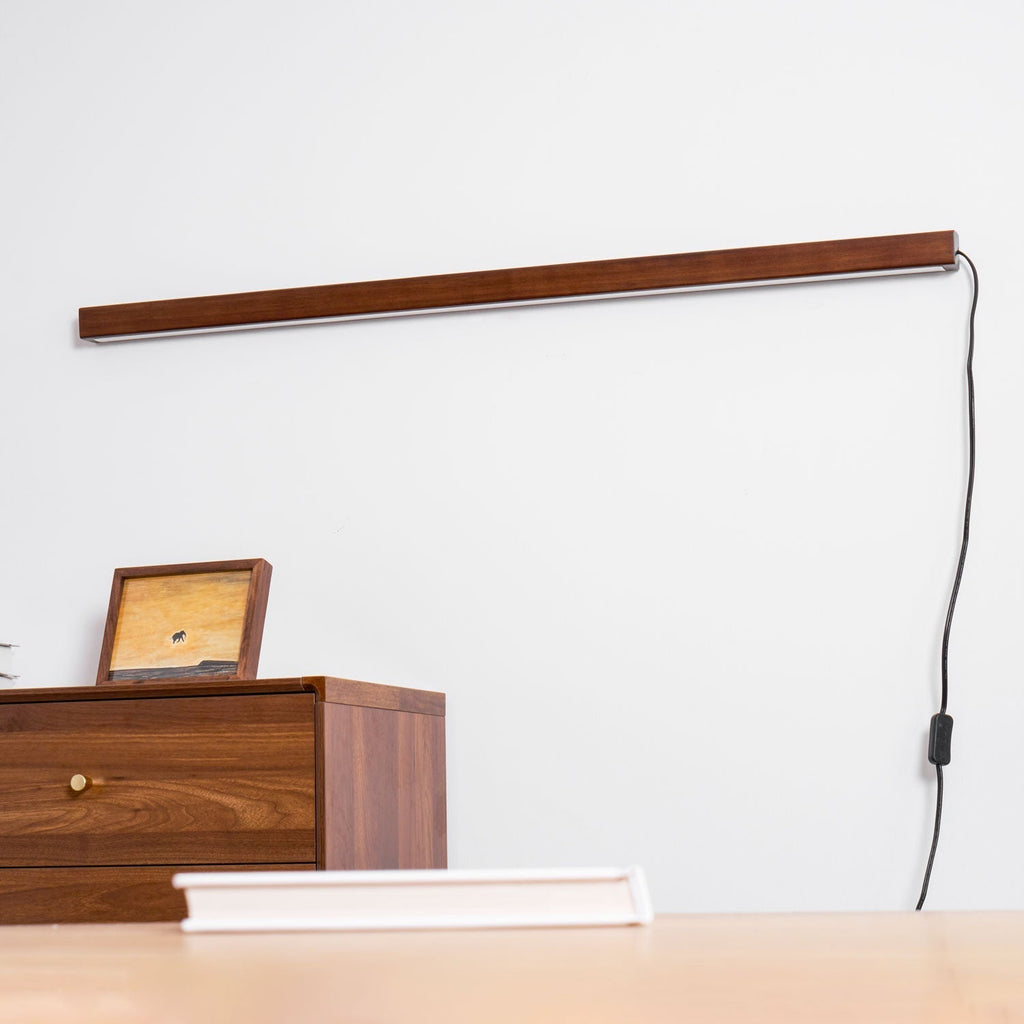 Minimalistische lineare LED-Holz-Wandleuchte zum Einstecken | Ventumra