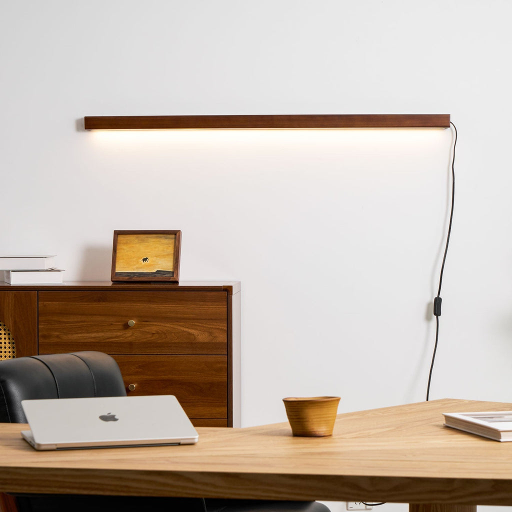 Minimalistische lineare LED-Holz-Wandleuchte zum Einstecken | Ventumra