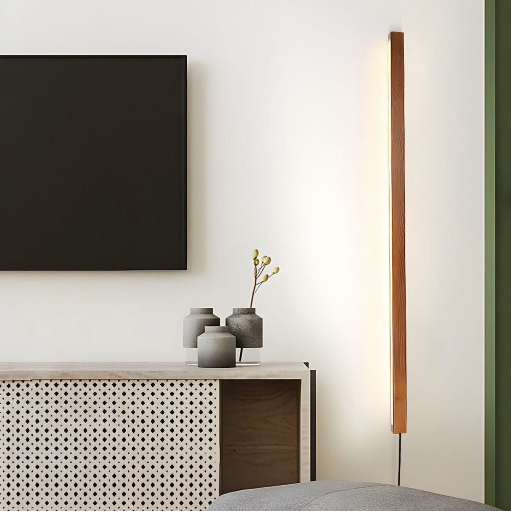 Minimalistische lineare LED-Holz-Wandleuchte zum Einstecken | Ventumra
