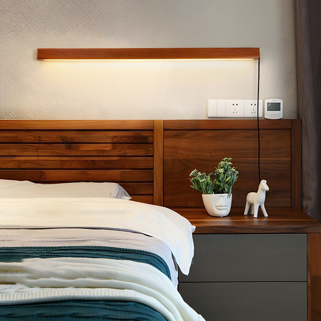 Minimalistische lineare LED-Holz-Wandleuchte zum Einstecken | Ventumra