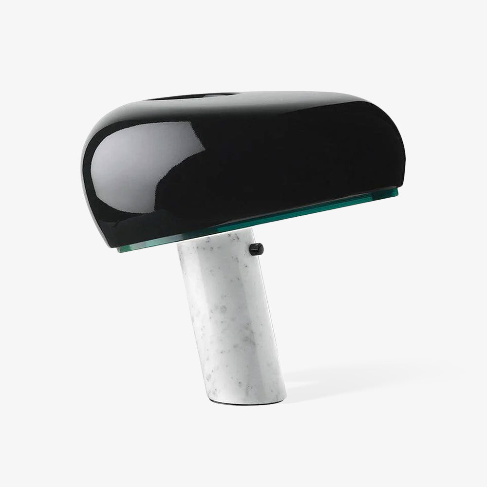 Vestra Marble Table Lamp With Enamelled Metal Reflector And Carrara Base
