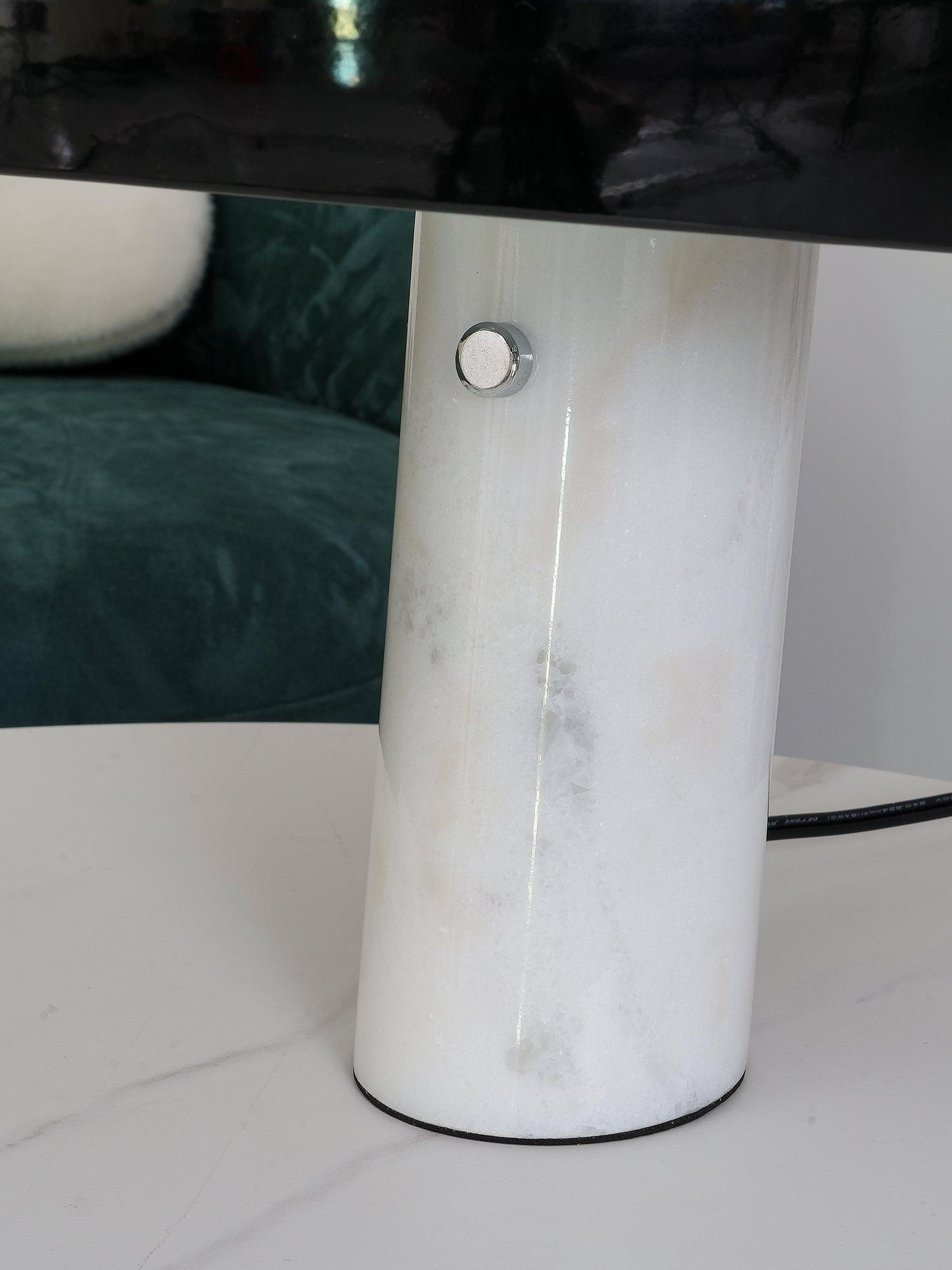 Vestra Marble Table Lamp With Enamelled Metal Reflector And Carrara Base