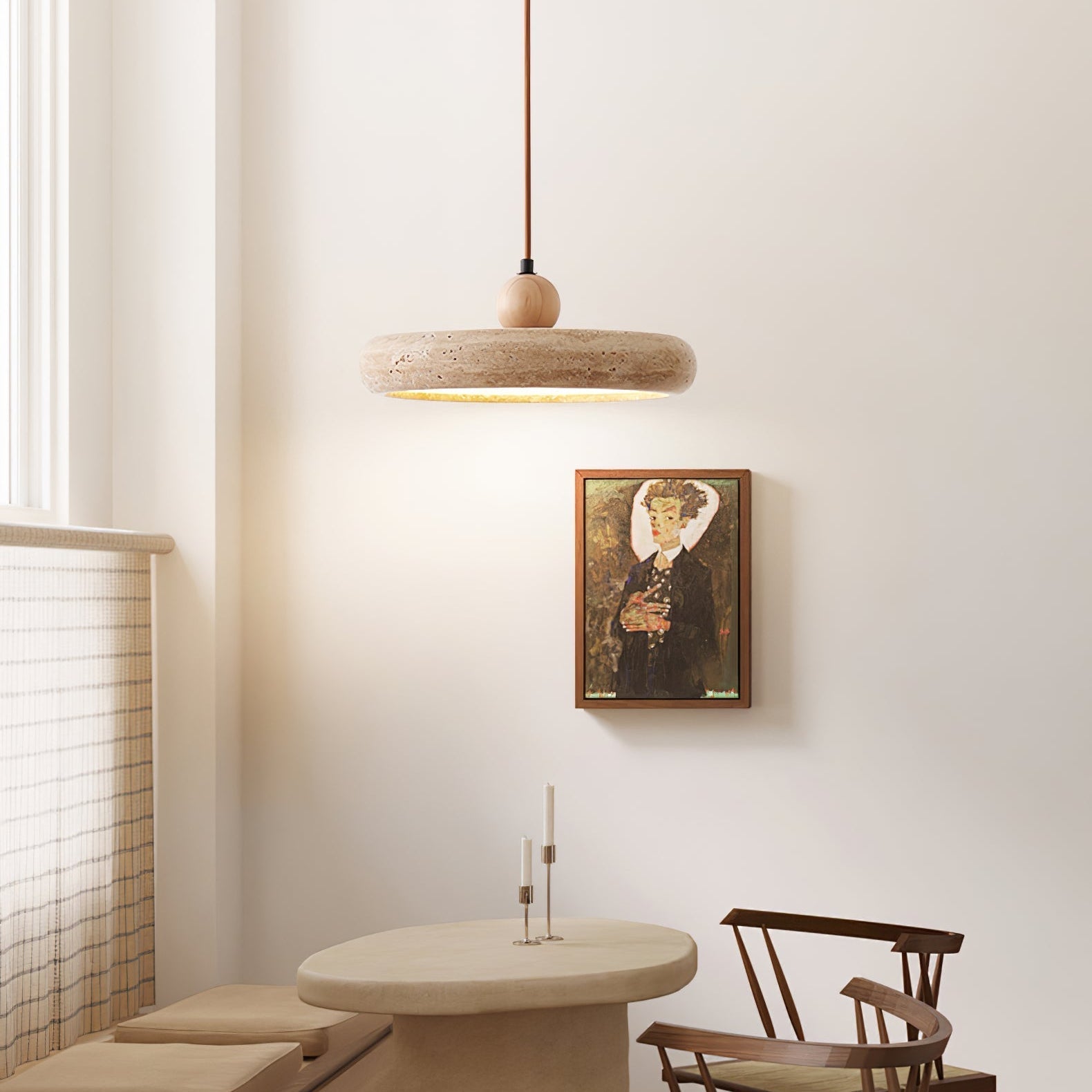 Zesolor Minimalist Travertine Pendant Light | ventumra