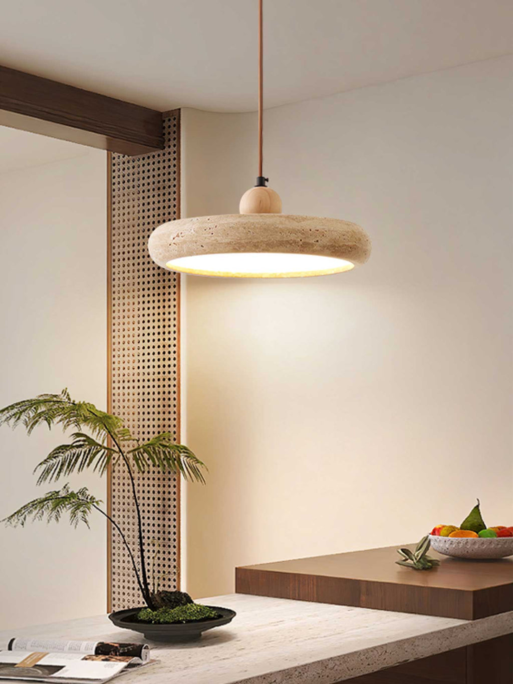 Zesolor Minimalist Travertine Pendant Light | ventumra