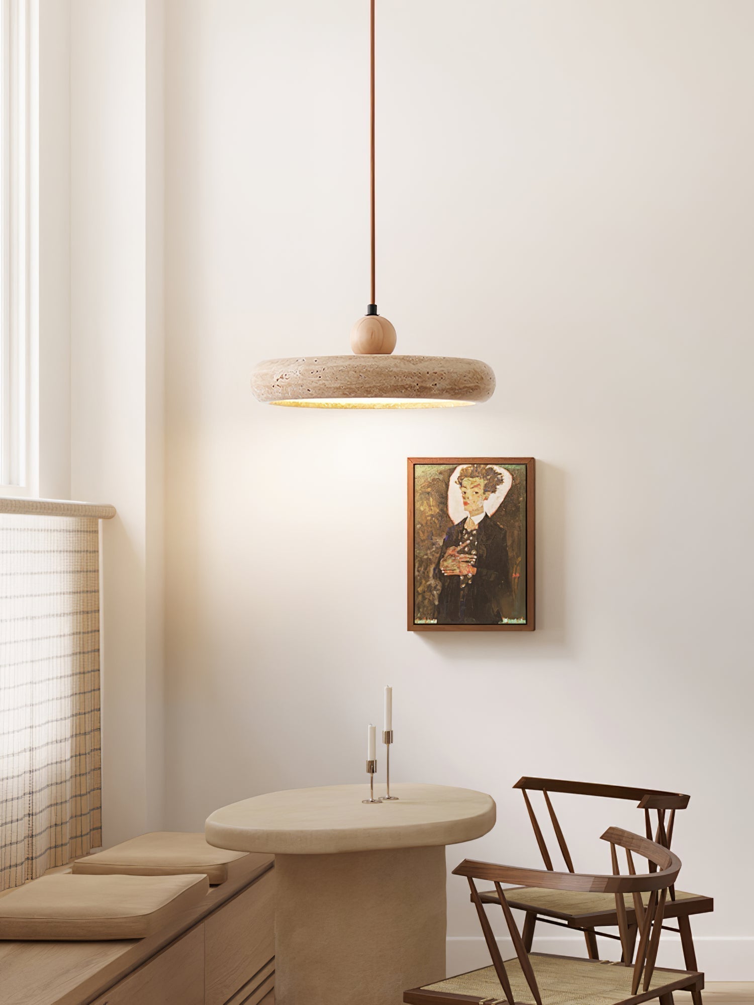 Zesolor Minimalist Travertine Pendant Light | ventumra