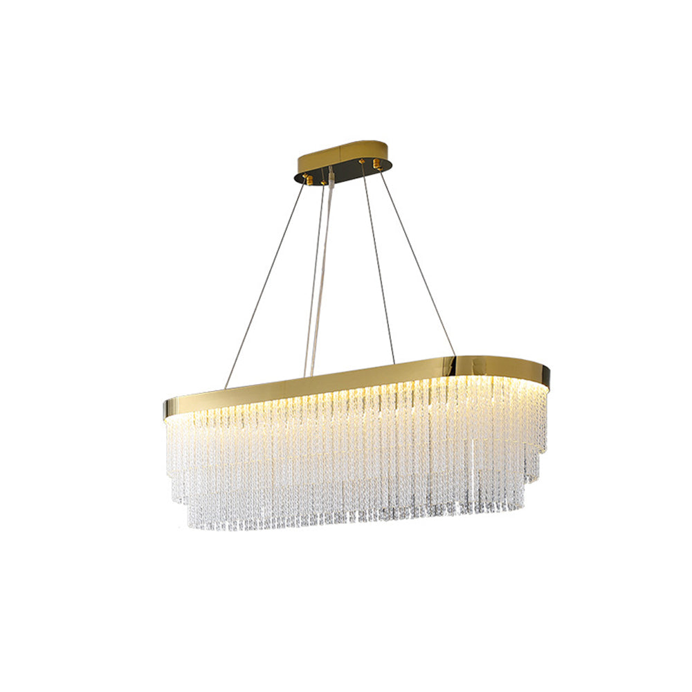 Kristy Modern Spiral Crystal Ring /Rectangle Chandelier, Gold | ventumra